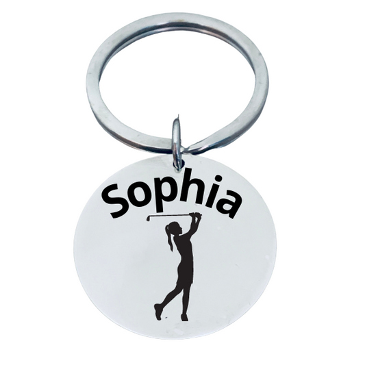 Girls Personalized Golf Keychain