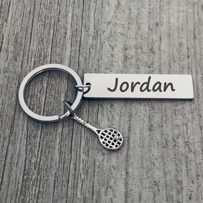 Personalized Engraved Tennis Bar Keychain