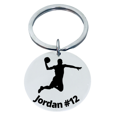 Personalized Engraved Boys Basketball Keychain