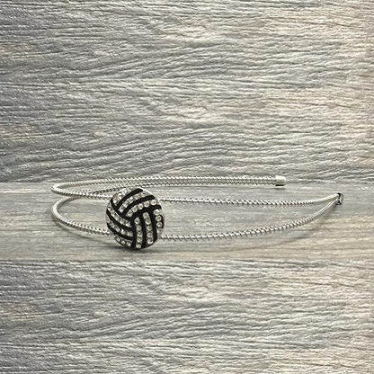 Volleyball Rhinestone Headband - Silver