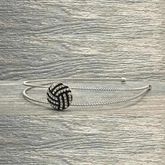 Volleyball Rhinestone Headband - Silver