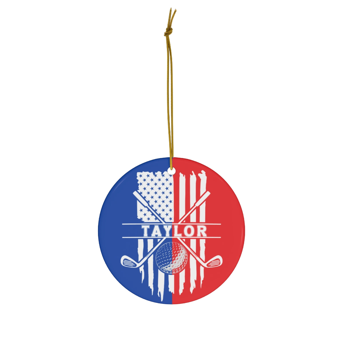 Golf Ornament, Personalized Golf Flag Christmas Ornament