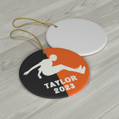 Long Jump Ornament, 2023 Personalized Boys Track and Field Christmas Ornament, Ceramic Tree Ornament