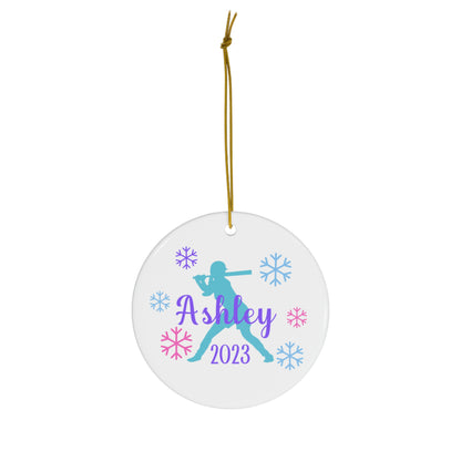Softball Ornament, Personalized Softball Christmas Ornament, 2023 Ceramic Tree Ornament for Women, Gift for Mom, Wife, Grandma