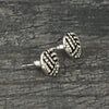 SportyBella volleyball earrings with rhinestones, silver-plated finish, and secure stud backing for active wear
