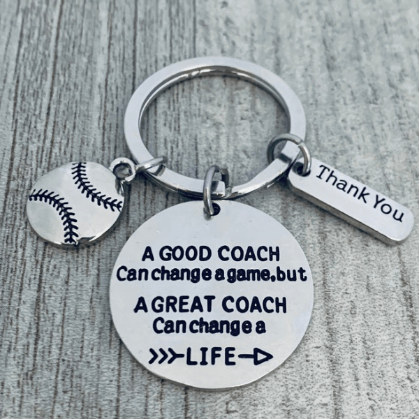Baseball Coach Keychain with Inspirational Charms