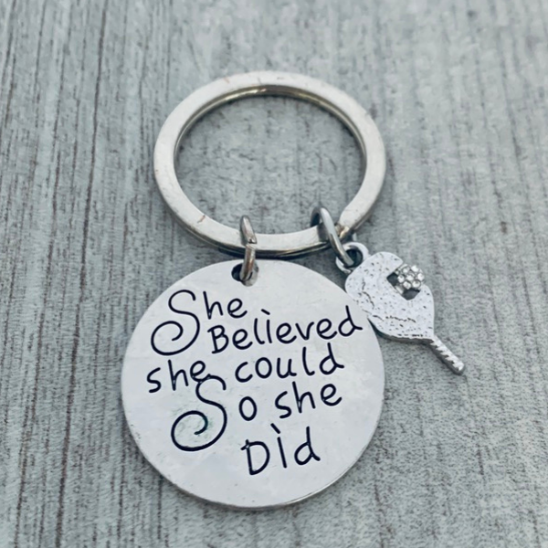 Pickleball Keychain - She Believed She Could So She Did
