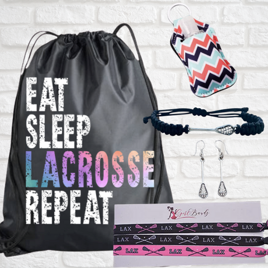 Lacrosse Sportybag - Eat Sleep Lacrosse Repeat Nylon Drawstring Bag