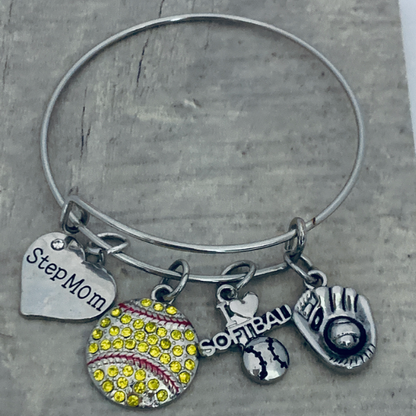 Softball Charm Bracelet - Pick Charm