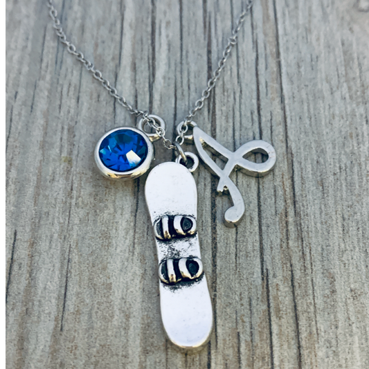 Personalized Snowboarding Charm Necklace