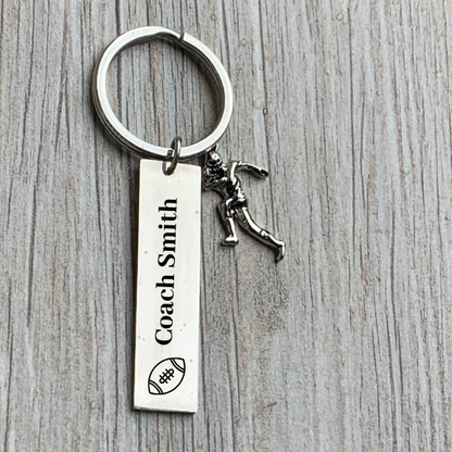 Personalized Engraved Football Coach Keychain - Pick Charm