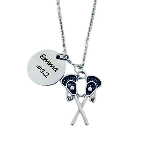 Engraved Lacrosse Charm Necklace