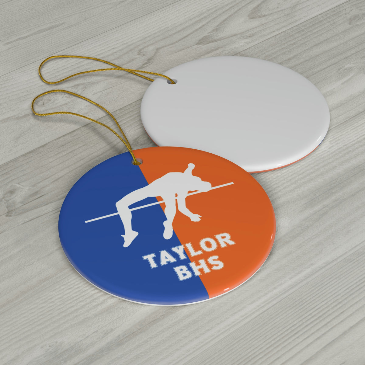 High Jump Ornament, Personalized Track and Field Christmas Ornament, Ceramic Tree Ornament