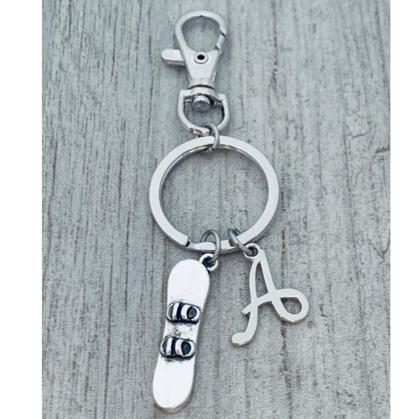Personalized Snowboarding Zipper Pull Keychain