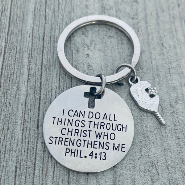 Pickleball Keychain - I Can Do Anything Through Christ Who Strengthens Me
