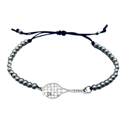 Tennis Beaded Charm Adjustable Bracelet