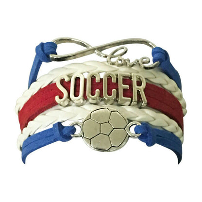 Girls Soccer Bracelet - White, Blue and Red Color