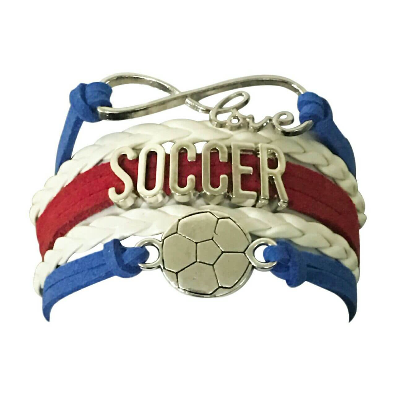 Girls Soccer Bracelet - Blue, White and Red Color
