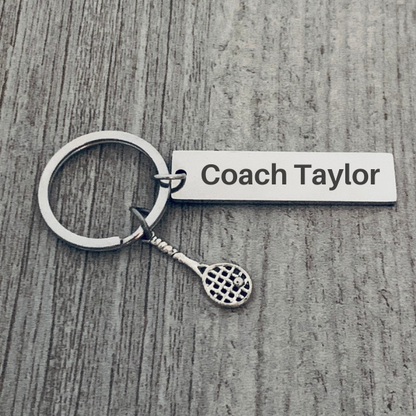 Personalized Engraved Tennis Bar Keychain