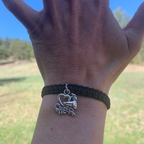 Cheer Adjustable Rope Bracelet - Pick Color & Charm