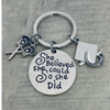 girls lacrosse Graduation Keychain - She Believed She Could-