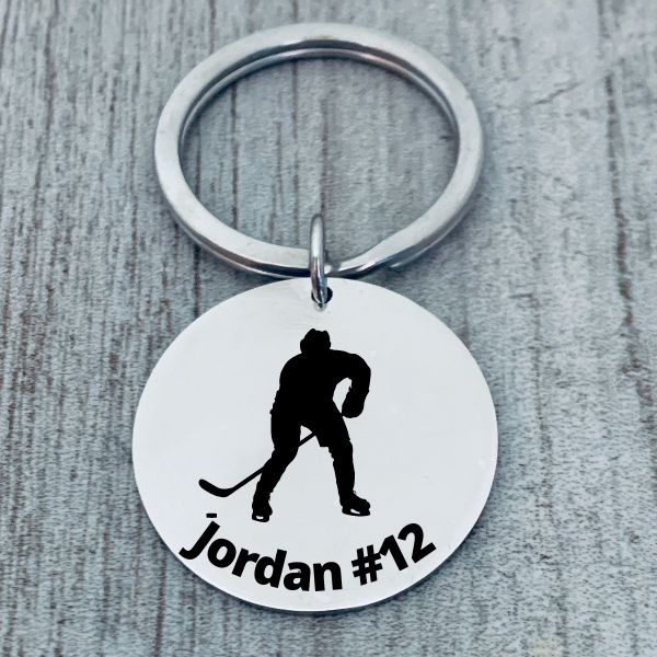 Boys Personalized Ice Hockey Keychain