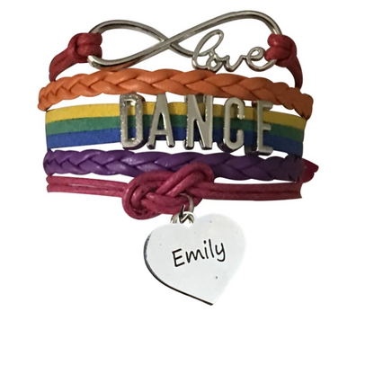 Custom Engraved Dance Infinity Bracelet - Pick Colors