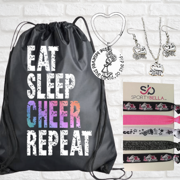 Girls Cheer Sportybag - Eat Sleep Cher Repeat Nylon Drawstring Bag