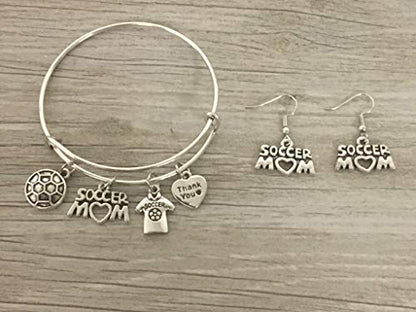 Soccer Mom - Bangle Bracelet & Earrings Set