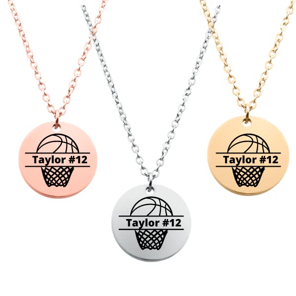 Engraved Basketball Hoop Necklace