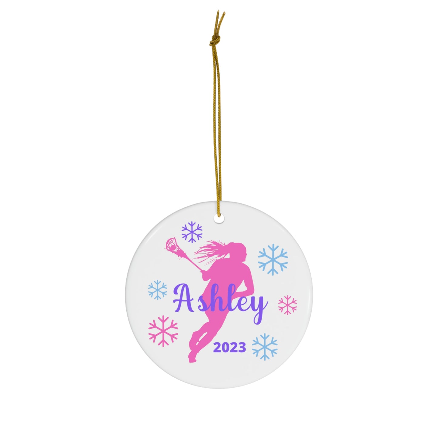 Lacrosse Ornament, Personalized Lacrosse Christmas Ornament, 2023 Ceramic Tree Ornament for Women, Gift for Mom, Wife, Grandma