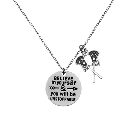 Girls Lacrosse Necklace- Believe in Yourself