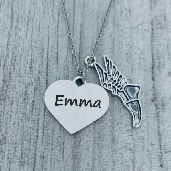 Engraved Track and Field Heart Necklace