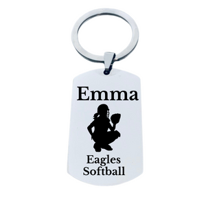 Personalized Softball Dog Tag Keychain