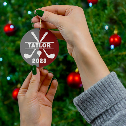 Golf Ornament, Personalized Christmas Ceramic Golf Christmas Tree Ornament for Boy or Girl Golfers, 2023 Holiday Ornament