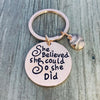 Softball Keychain - Rose Gold She Believed She Could So She Did
