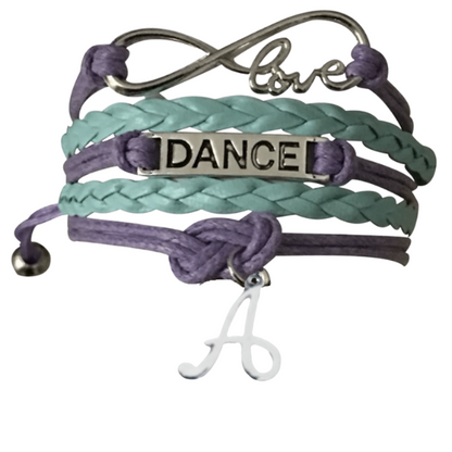 Dance Bracelet with Initial Charm - Pick Colors