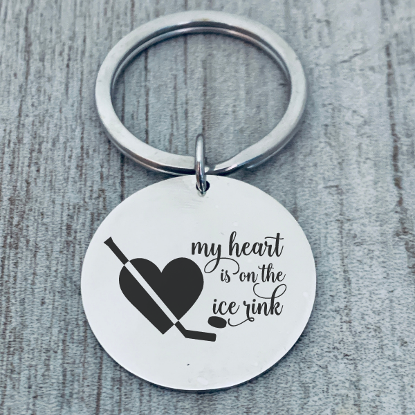 Hockey Keychain - My Heart is on the Ice Rink