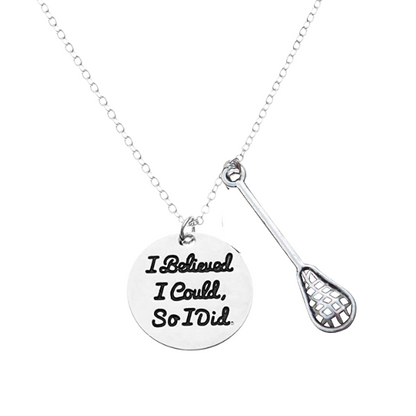 Girls Lacrosse Necklace- I Believed I Could