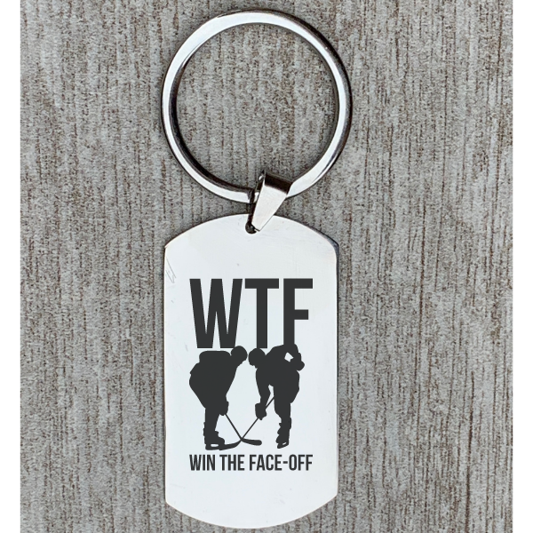 Ice Hockey Keychain - WTF - Win the Face-Off