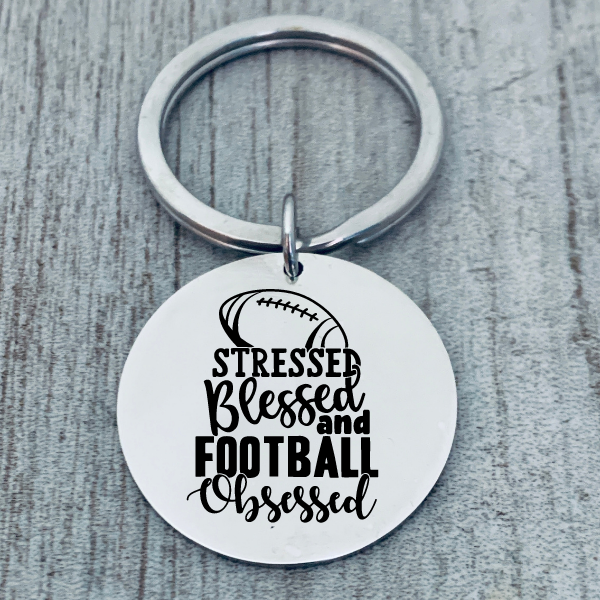 Football Keychain - Stressed, Blessed and Football Obsessed