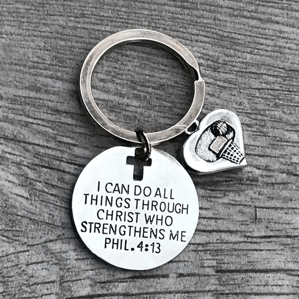 Basketball Christian I Can Do All Things Through Christ Who Strengthen Keychain