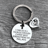 Silver keyring with heart and volleyball charms paired with scripture disc, perfect gift for Christian teammates
