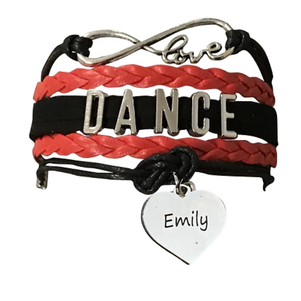 Custom Engraved Dance Infinity Bracelet - Pick Colors