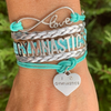 Girls Gymnastics Teal Bracelet - Pick Charm - Sportybella