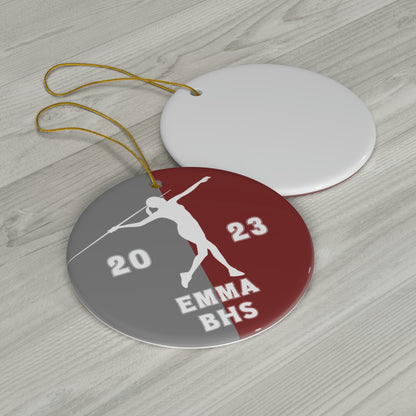Javelin Ornament, 2023 Personalized Girls Track and Field Christmas Ornament, Ceramic Tree Ornament