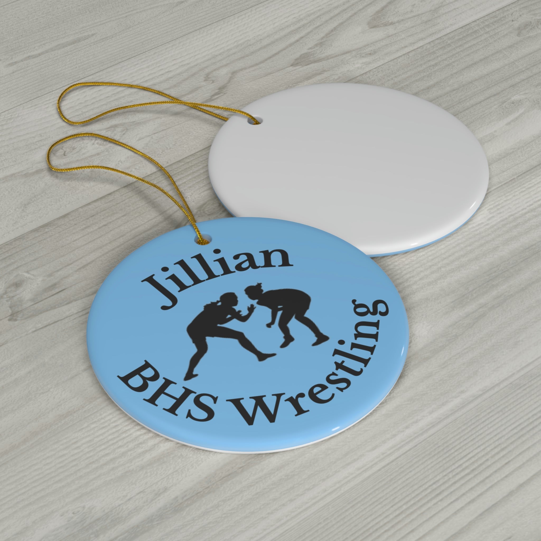 Girls Wrestling Gift, 2025 Personalized Wrestling Christmas Ornament, Ceramic Tree Ornament for Wrestlers, Team Colors