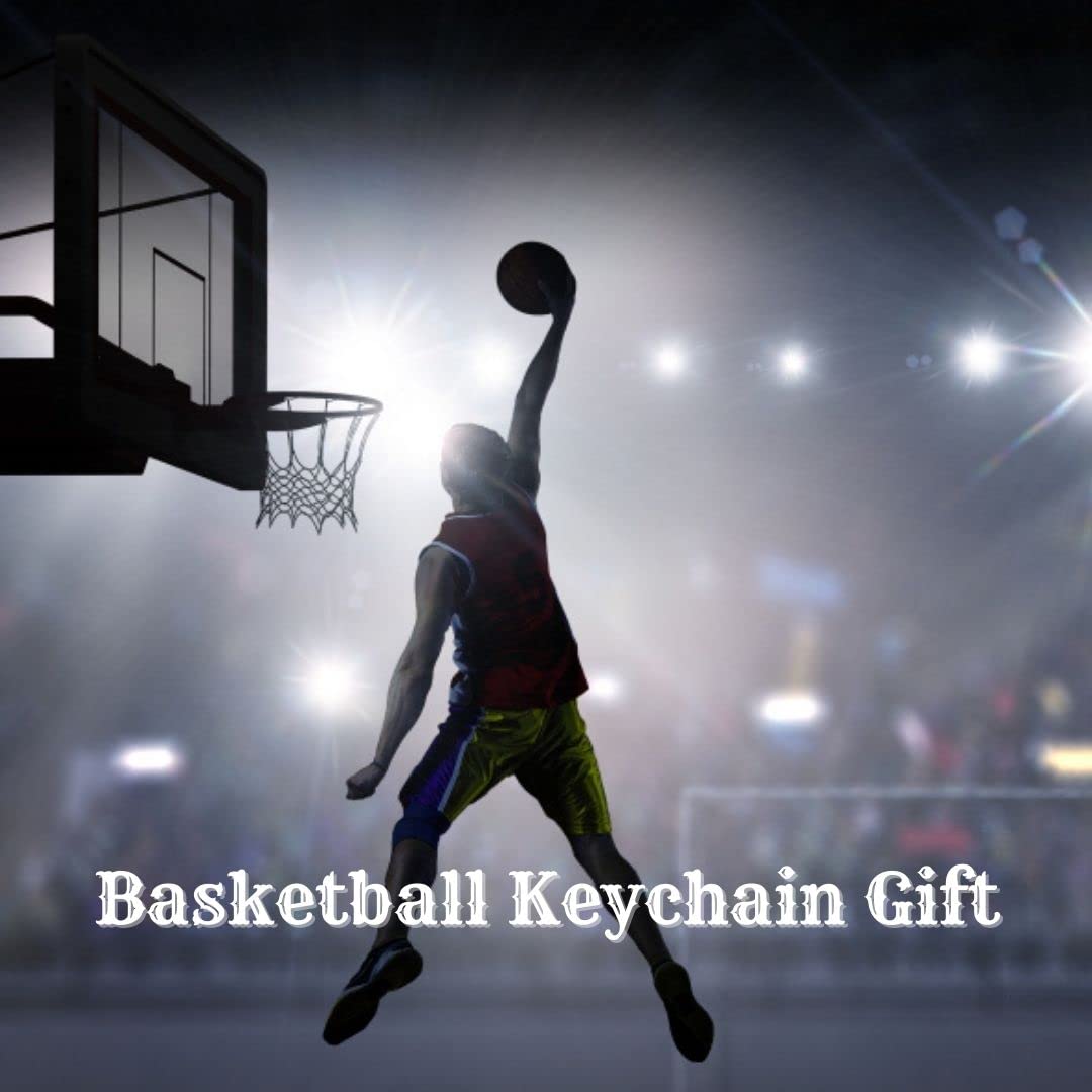 Personalized Basketball Round Keychain with Number Engraved Charm for Players