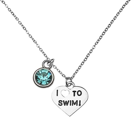 Personalized Girls Swim Necklace with Birthstone