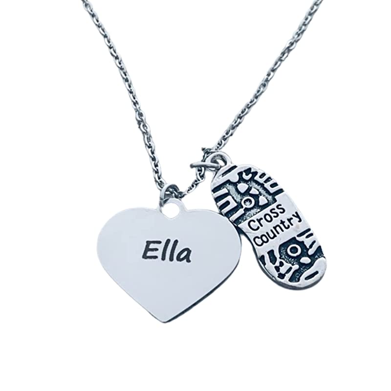 Personalized Cross Country Engraved Necklace